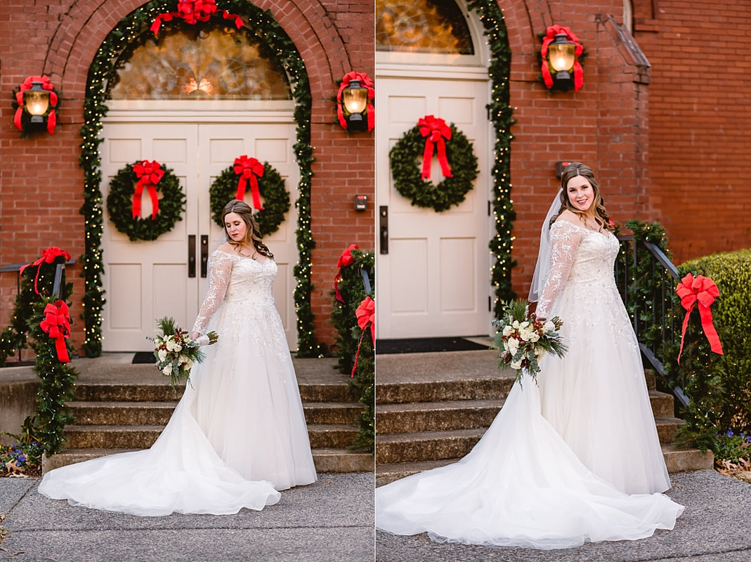 wedding portraits on Collierville Town Square