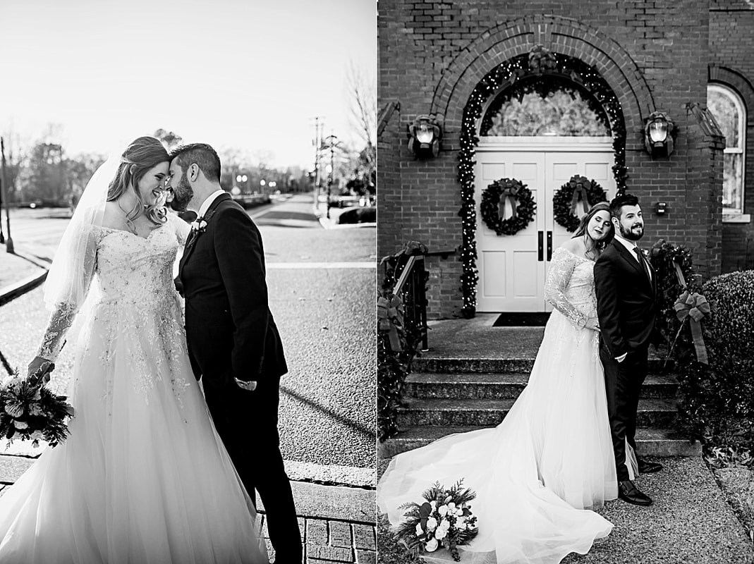 wedding portraits on Collierville Town Square