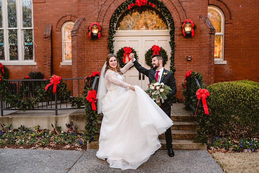 wedding portraits on Collierville Town Square