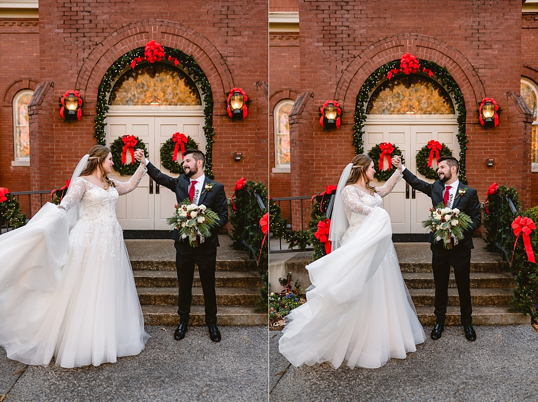 wedding portraits on Collierville Town Square