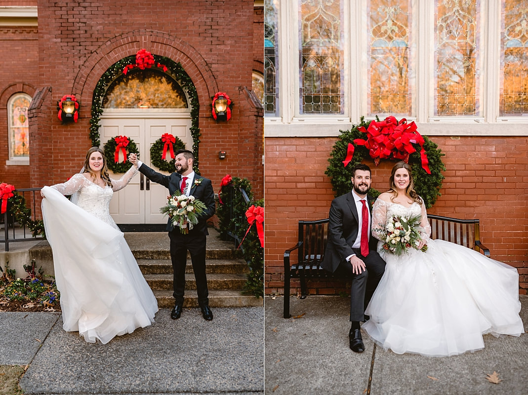 wedding portraits on Collierville Town Square