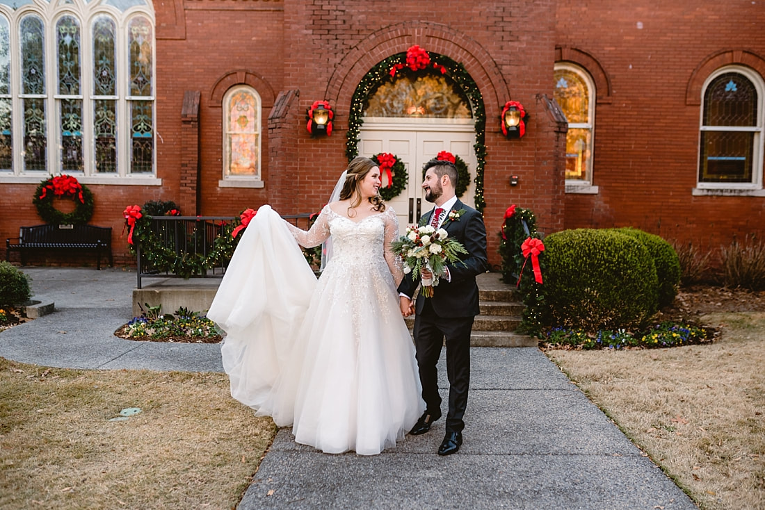 wedding portraits on Collierville Town Square