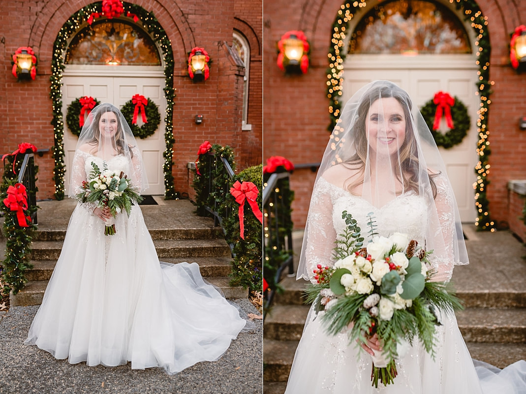 wedding portraits on Collierville Town Square