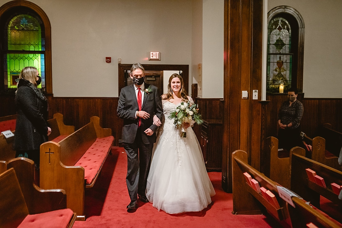 Christmas wedding at CUMC Sanctuary on the Square in Collierville TN