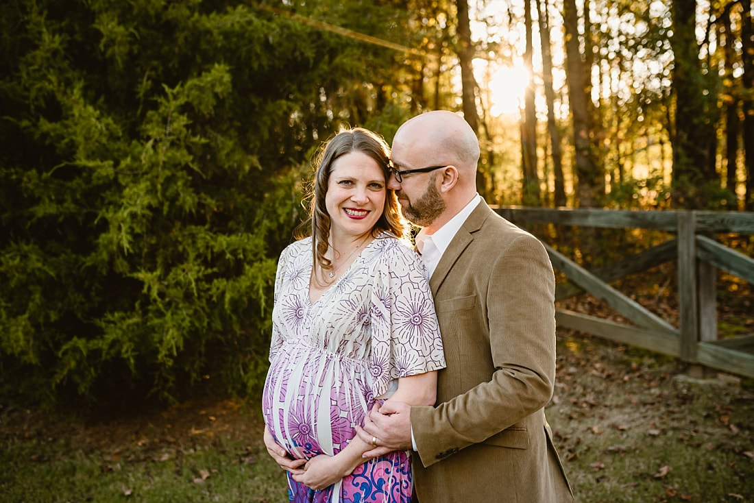 fall maternity photos at Hinton Park in Collierville, TN during golden hour