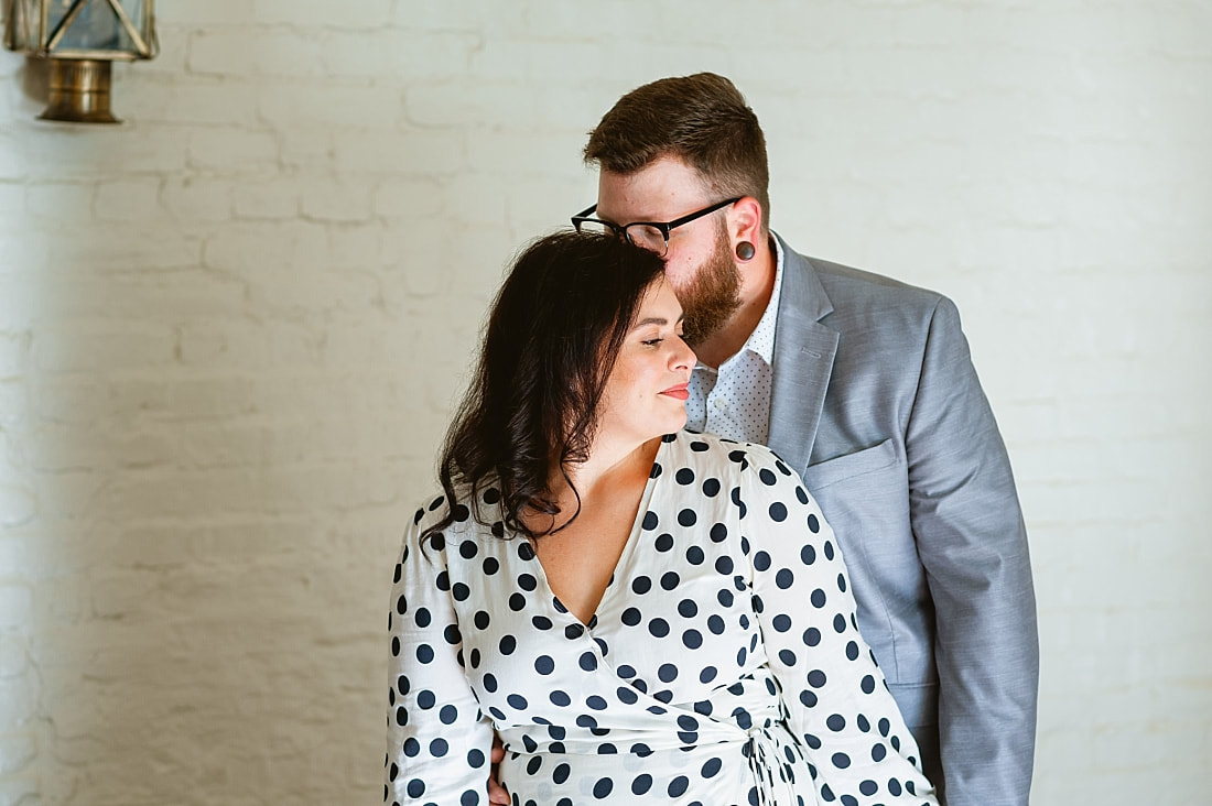 engagement portrait inside the carriage house at Woodruff-Fontaine house in Memphis