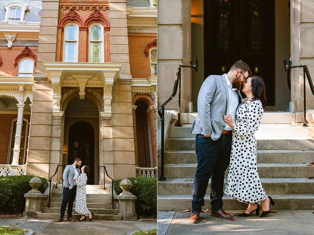 engagement photos in front of the historic Woodruff-Fontaine house in Memphis