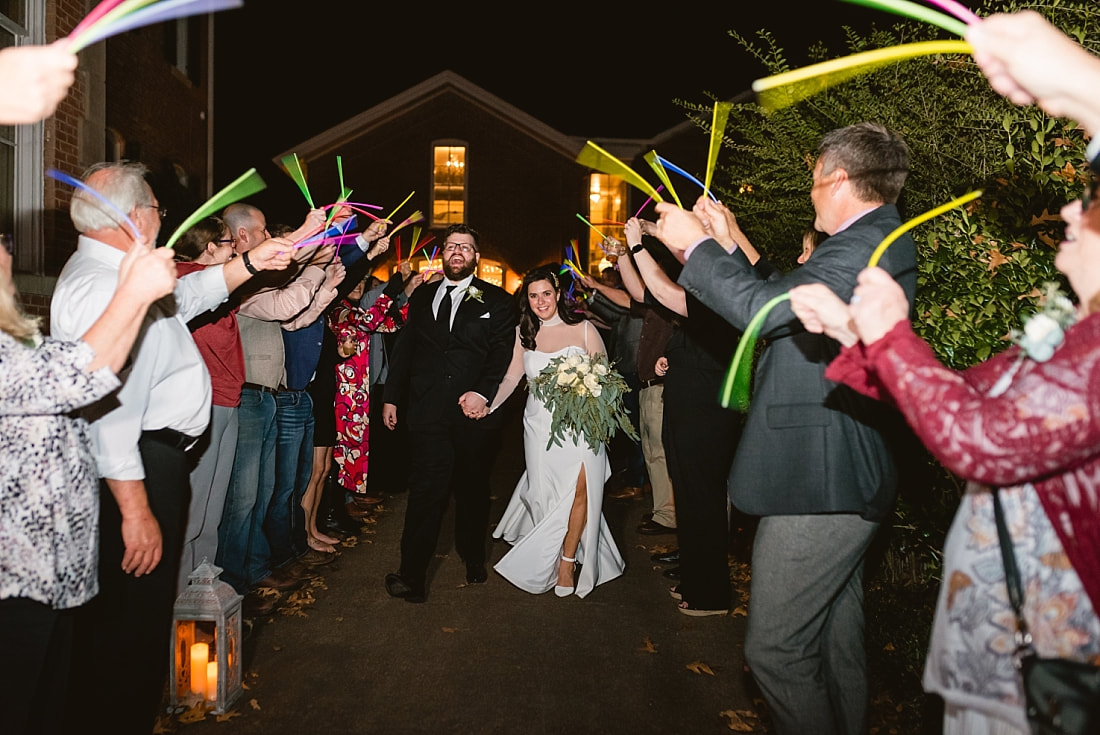 wedding reception exit with glowsticks at Woodruff-Fontaine in Memphis, TN