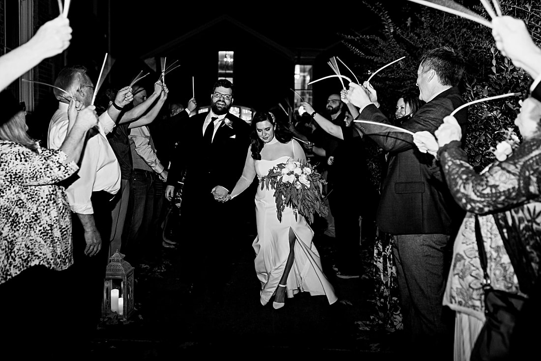 wedding reception exit with glowsticks at Woodruff-Fontaine in Memphis, TN