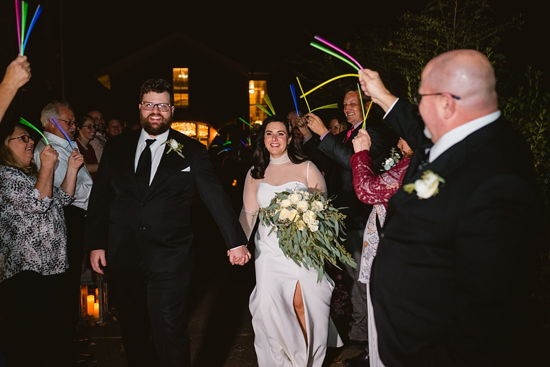 wedding reception exit with glowsticks at Woodruff-Fontaine in Memphis, TN