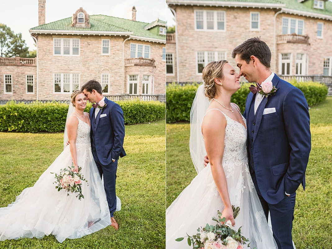 wedding portraits of bride and groom + Pink Palace Wedding + Memphis, TN