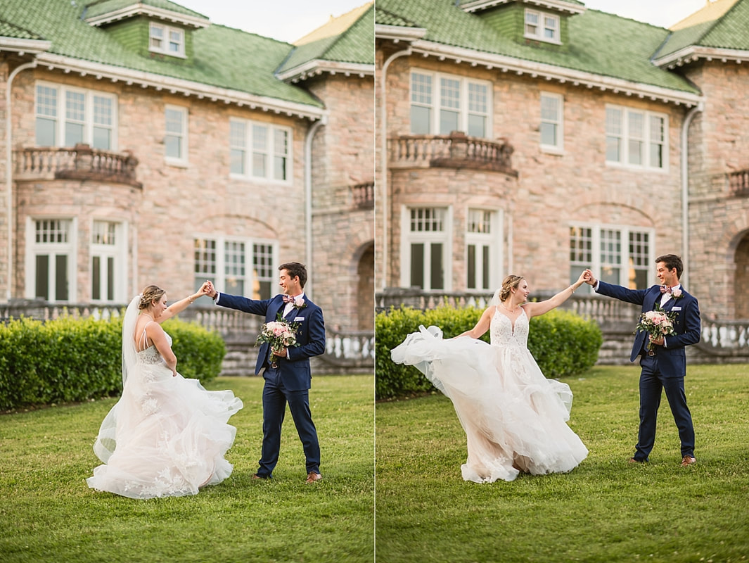 wedding portraits of bride and groom + Pink Palace Wedding + Memphis, TN